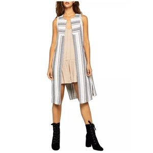 BCBGENERATION STRIPED JACQUARD LONG VEST